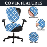 LAZI | Blue printed stretchable office chair cover on livebetterindia.com